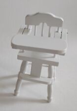 chaise haute pour bébé miniature en bois blanc, maison de poupée 1/12  **M4