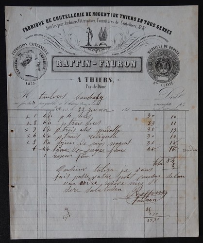 Facture thiers 1850 - facture,
