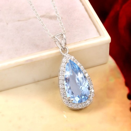 Pendentif aquamarine poire - aquamarine,