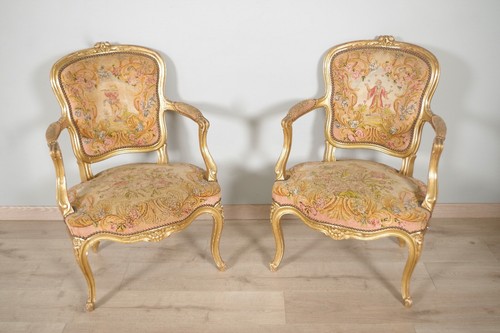 Fauteuils bois doré - , style