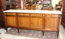 French Louis XVI Flamed Mahogany Marble Sideboard | Maison Jansen Style Buffet