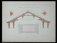 PAU, CHARPENTE D'UNE SALLE DE JEUX - 1880 - 2 GRAVURES ARCHITECTURE