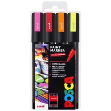 Université Posca PC-5M Marqueur Peinture Stylos - Fluorescent Jeu de 4 - En