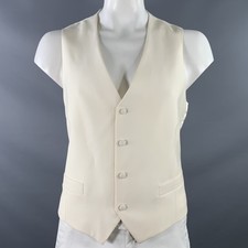 Gilet Formelle Vintage Taille 46 En Laine Crème À Deux Poches