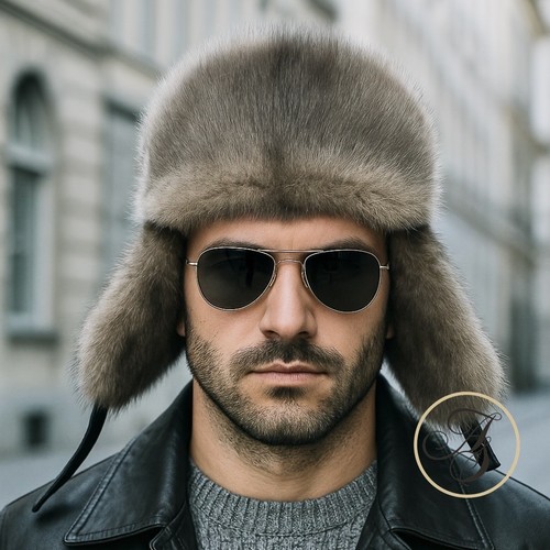 Chapka homme vison gris et - chapka,