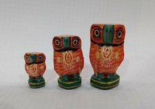 Chouette Hibou en bois peint