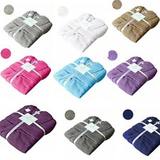 100% EGYPTIAN COTTON THICK SOFT TOWEL BATHROBE DRESSING GOWN HOODED UNISEX