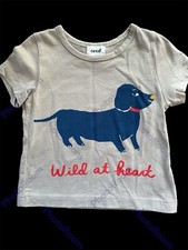 Oeuf EUC Taupe/Blue Puppy Peruvian 100% Organic Cotton Short Sl T-Shirt Top-6Mos