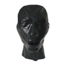 Masque en latex embout buccal et canule nasale noire 0,4 mm (XL)