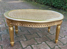 Table French Louis XVI 1950s Vintage Cane Beech Gold Leaf Coffee Accent