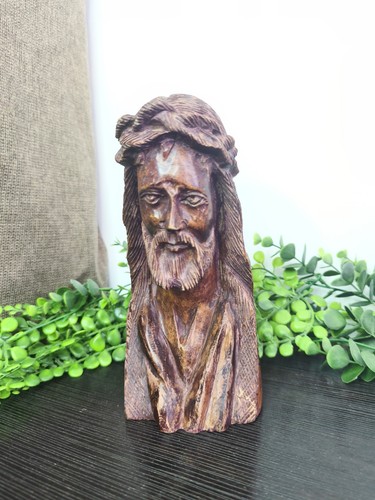 Buste christ sculpté bois - christ,