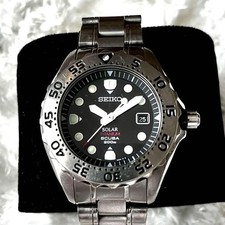 Seiko Prospex V145 Titanium Solar Diver Watch Black Dial Japan Model