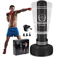 Sac de Frappe sur Pied Adulte 180cm Sac de Boxe Lourd autoportant Enfants Sac...