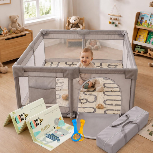 Parc bébé 120x120cm tapis - -,