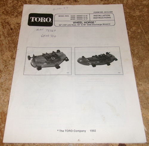 1992 toro wheel - horse, 42"