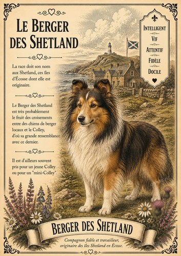 Affiche berger des shetland - a4,