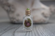 4.4 cm, empty miniature, glass bottle, Fragonard gallant scene decor