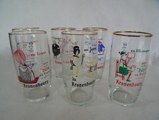 lot 6 beer glasses KRONEMBOURG advertising folk art bar bistro