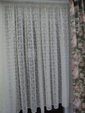 Rideau Voilage blanc Dentelle avec motif satiné pour grande baie vitrée