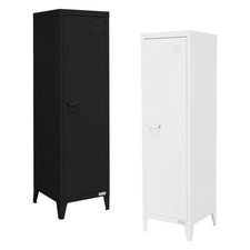 Armoire haute de bureau meuble métallique 38x38x137,5 cm blanc ou noir au choix