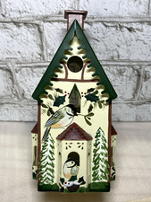 CHICKADEE Lenox Winter Greetings TOLE Metal Bird House Votive Candle Holder