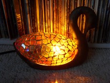 SWAN Antique Glass Mosaic Lamp VINTAGE Art Nouveau Style Tiffany Jugendstil