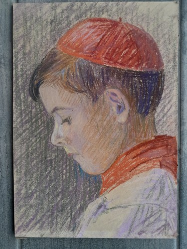 Dessin ancien enfant coeur - dessin,
