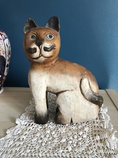 Statuette chat en bois