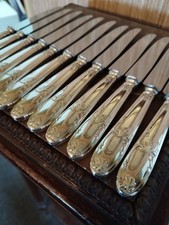 12 Couteaux à Entremets Décor de Feuillages Orfèvrerie Rex Métal Argenté