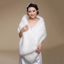 1 écharpe en fourrure blanche, châle, étole pour fête de mariage, cape d'hiver,