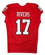 PHILIP RIVERS NC STATE WOLFPACK SIGNED RED GAMECUT JERSEY BECKETT COA