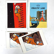 TinTin Objectif Lune 4 Vtg Postcard Greeting Card Lot Herge Moulinsart 1996 EU