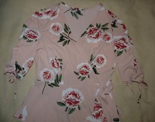 Chemisier cache-coeur rose imprimé fleurs manches froncées Primark T. 42 - TBE