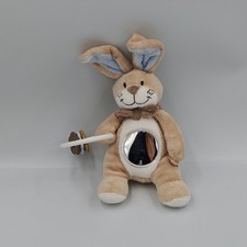 Doudou lapin beige bleu Oscar