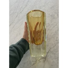 MCM Murano Mandruzzato Sommerso Faceted Art Glass Vase -Mid Century 10” Read