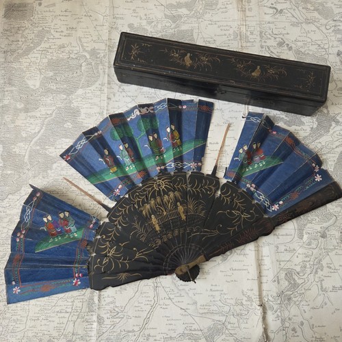 Eventail chinois ancien laque - ancien,