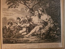 XVIIIe RARE Gravure Ancienne Erigone Vaincue François BOUCHER Claude DUFLOS ART