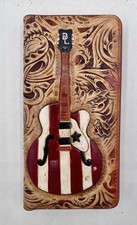 Custom Handmade Gibson ES-335 Hand Carved  Leather Long Wallet Bonfe Leather