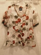 Blouse coton blanche verte et