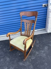 As-Is" Rustic Charm: Vintage Handmade Wooden Rocking Chair (Broken) Rocker Broke