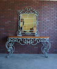 Console with Mirror ~ Hand Forged Iron Console Table & Mirror by Ethan Allen