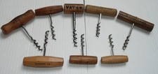 Lot 8 tires-bouchons anciens, poignée bois tourné, tire-bouchon publicitaire