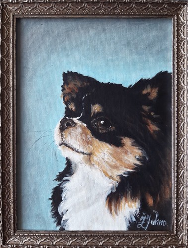 Peinture huile de chien - à,
