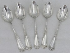 Puiforcat Louis XV, 5 cuillères thé/café/dessert argent Minerve non monogrammées