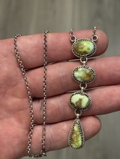 STERLING SILVER NATIVE AMERICAN SW PALOMINO TURQUOISE LARIT DROP NECKLACE .925