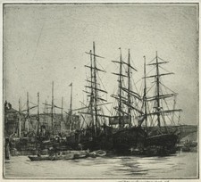 Mortimer Menpes (1855-1938) Pencil Signed Etching South Bank Near London Bridge