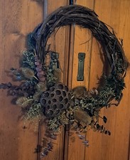 20"OVAL PRIM RUSTIC CABIN MOSS/EUCALYPTUS/SW ANNIE/WILD GRAPEVINE WOODSY WREATH