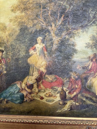 Tableau ancien paysage fête - tableau,
