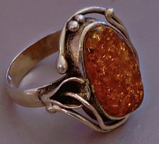 Ancienne bague argent ambre