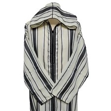 Homme Marocain Gris Capuche Manches Longues Coton Mélange Thobe Juba Djellaba